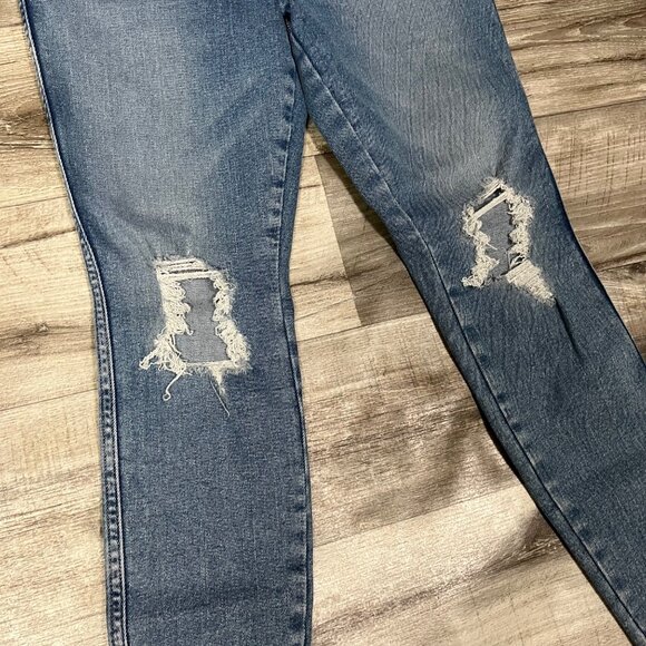 Good American Good Curve High Rise Distressed Skinny Jeans Blue NWT Size 28 - Picture 4 of 9